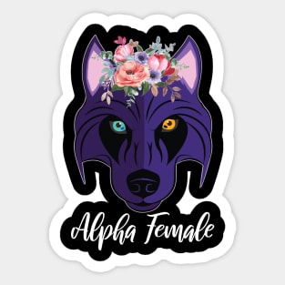 Wolf Husky Heterochromia Alpha Women Purple Feminism Strong Sticker